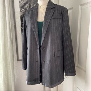 Forever 21 Pinstripe Oversized Blazer in Grey Size S